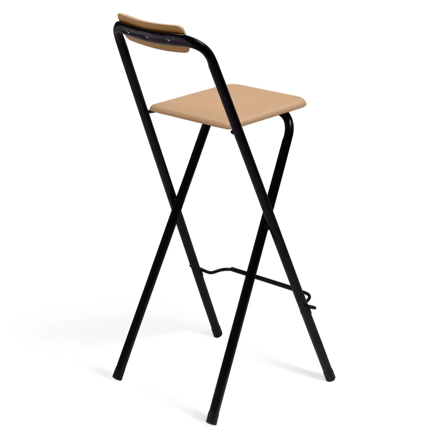 Tabourets pliants de bar DETROIT gain de place avec assise effet bois de 65cm pour îlot