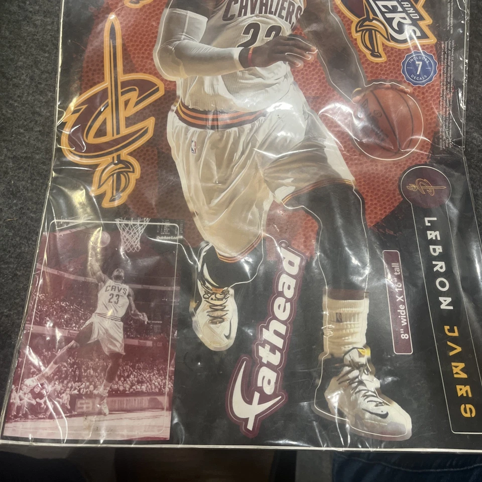LEBRON JAMES Cleveland Cavaliers 2014 NBA Fathead calcomanías de pared extraíbles 16" de alto Foto 3 de 4