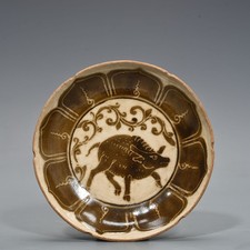 6.5" China song dynasty antique ding Porcelain inscription cattle bowls marked