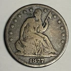 Toned VG 1877-P Seated Liberty Half Dollar, U.S. 50c Type Silver Coin