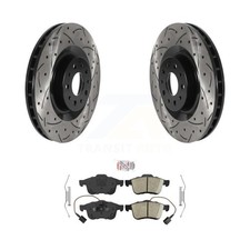 Front Coated Drill Slot Disc Brake Rotor Ceramic Pad Kit For 2014-2020 Fiat 500L