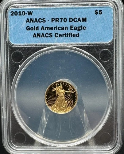 2010-W Proof American Eagle $5 Gold Coin 1/10 oz - ANACS Graded PR70DCAM