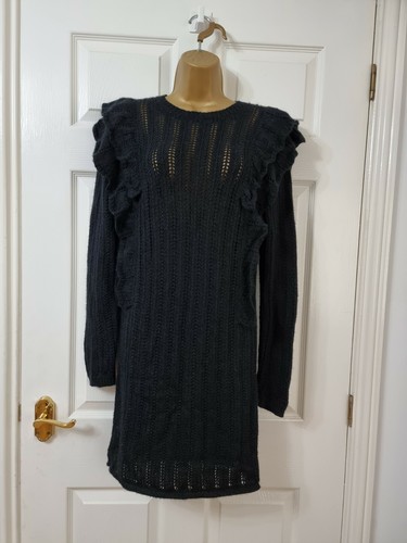 **IRO** Paris Dapril Pointelle Knit Lace Crochet Mini Jumper Dress Sz S UK 10-12 - Picture 4 of 9