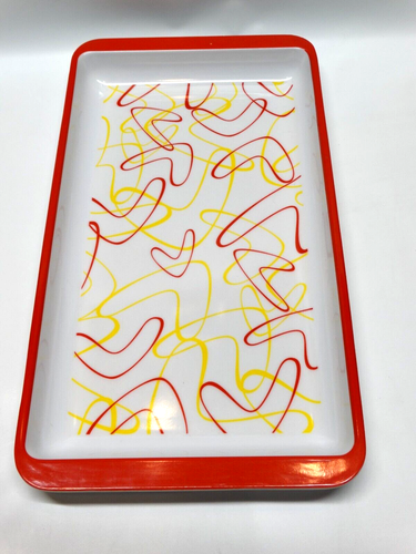 Melamine 12 x 6.5" Tray Red & Yellow Abstract Design Serving Tray Kitchen Decor - Picture 3 of 10
