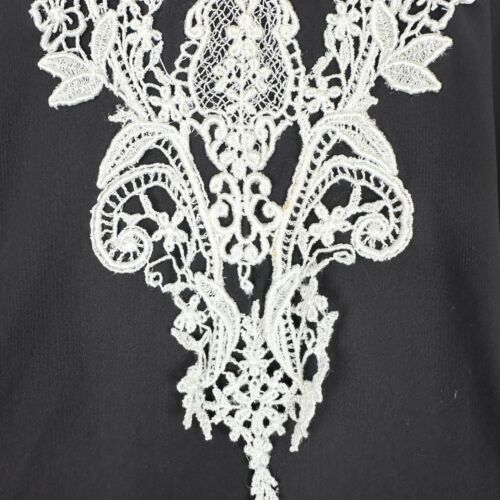 Porto Crochet Long Sleeve Jet Jersey Tunic Size 4/US XL Slinky Lagenlook Black - Picture 3 of 8