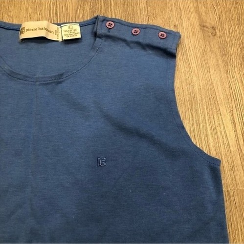 Canotta PIERRE BALMAIN vintage blu cotone guscio L adatta a M - Foto 4 di 10