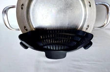 Clip On Silicone Pot Strainer Colander Adjustable Black *Free Shipping