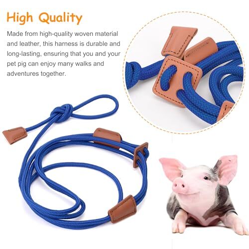 Mini Pig Harness & Leather, Pet Pig Supplies, Adjustable Rope (9 inches