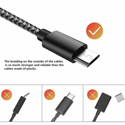 Câble téléphonique chargeur micro USB tressé robuste charge fil synchronisation de données 2M 3M - Photo 7 sur 40