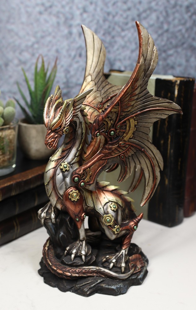 Ebros Steampunk Cyborg Robot Dragon Statue 10.5