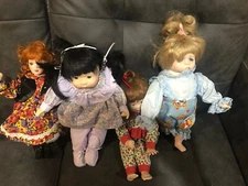 Vintage Porcelain Doll Lot of 4 Baby Toddler Girls Dresses Asian