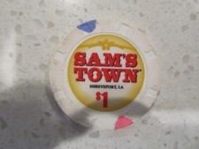 1 SAM'S TOWN Casino Shreveport La FREE Mystery Las Vegas Poker Chip
