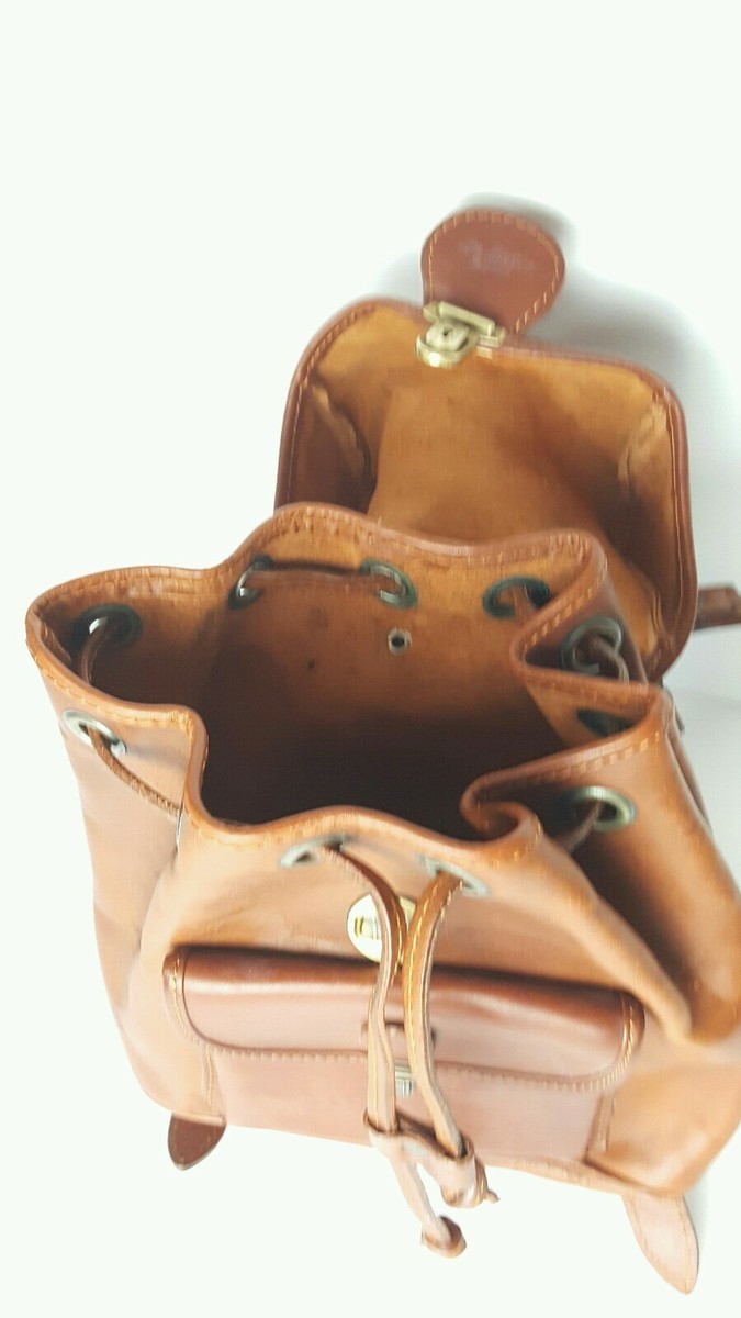 La Sella Roma Italian Leather Backpack Saddle Brown Leather  display picture 1