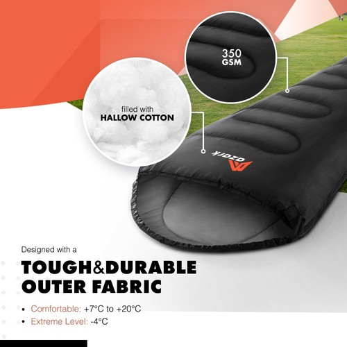 3-4 SEASON SINGLE SLEEPING BAGS CAMPING RECTANGULAR ENVELOPE ZIP UP KIDS ADULT - Picture 6 of 23