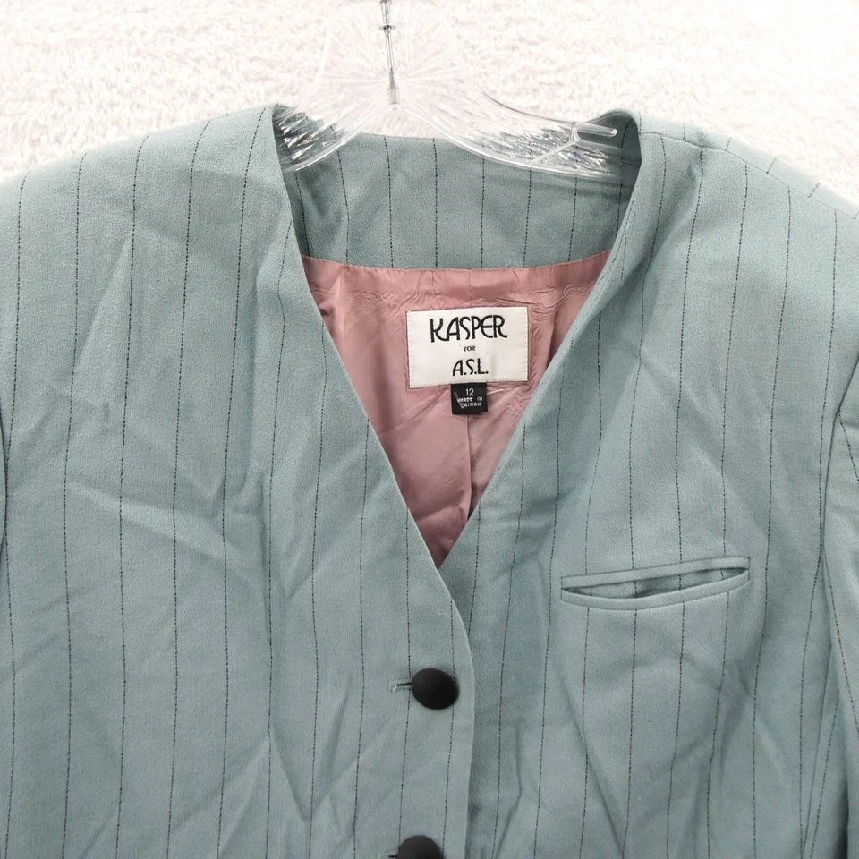 Blazer Kasper For ASL Mujer Talla 12 Azul Rayas Traje Chaqueta Negocios De Colección Foto 3 de 4