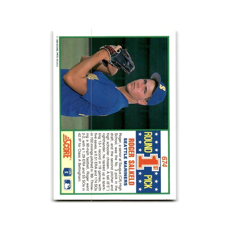 1990 Score Roger Salkeld RC Mariners #674 - Image 2 of 3