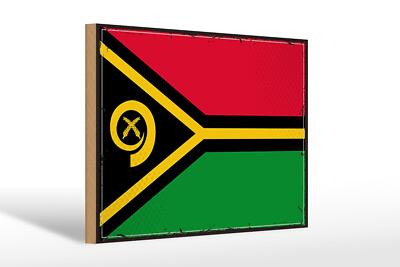 Holzschild Flagge Vanuatus 30x20cm Retro Flag of Vanuatu Deko Schild wooden sign