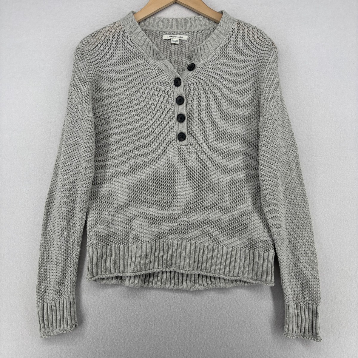 AMERICAN EAGLE Sweater Womens XS Henley Jumper Pullover Cotton