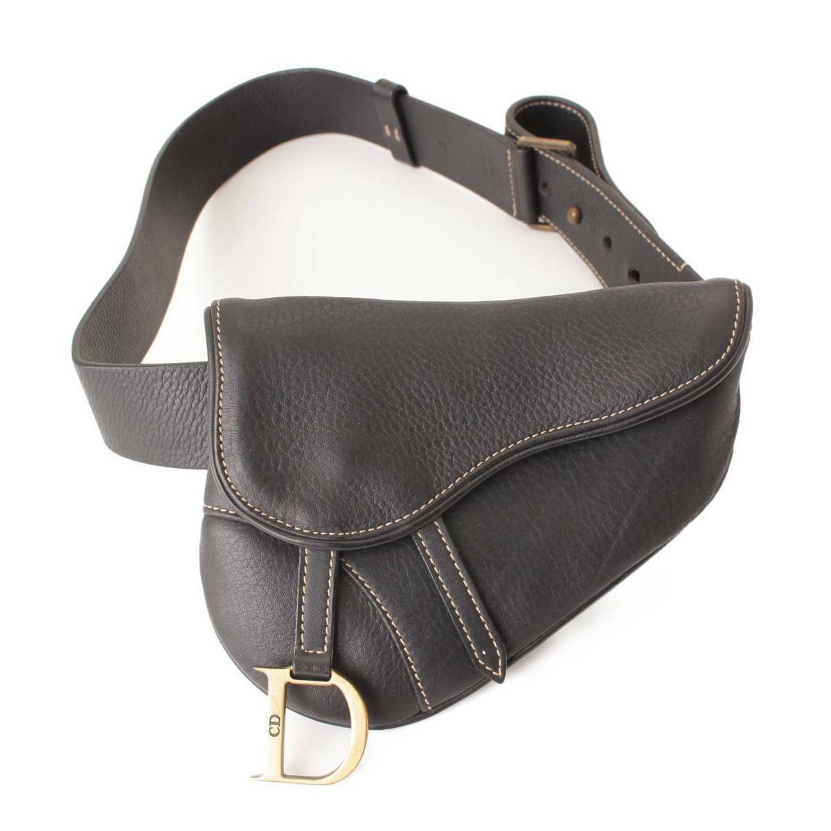 Auth Christian Dior Saddle Leather 