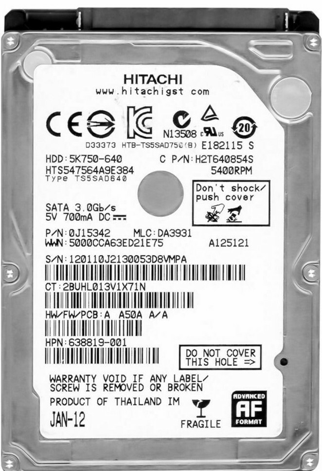 【正常判定】2.5インチHDD750GB 正常判定】2.5インチHDD750GB