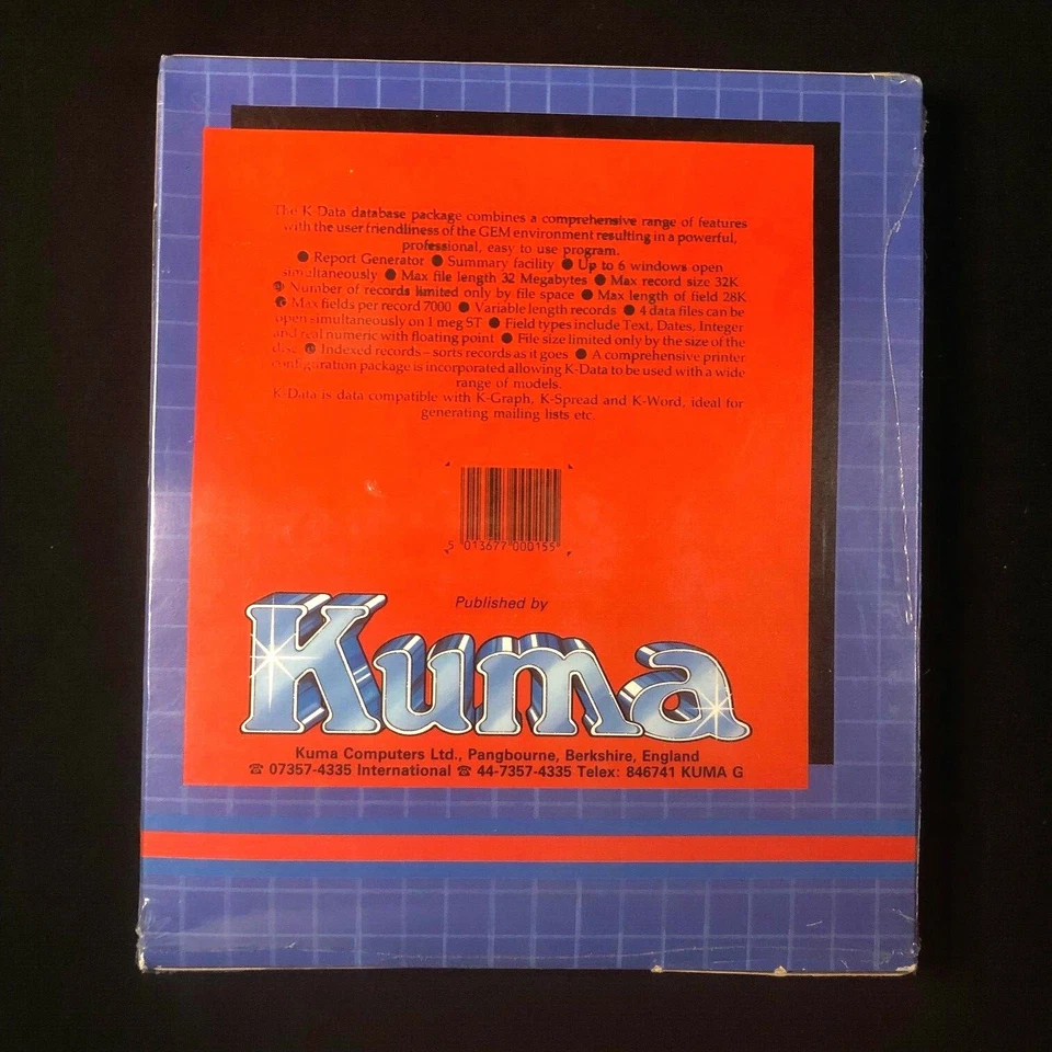K-DATA ATARI ST GEM Database Software Vintage Kuma Computers Ltd. Package Sealed - Image 2 of 2