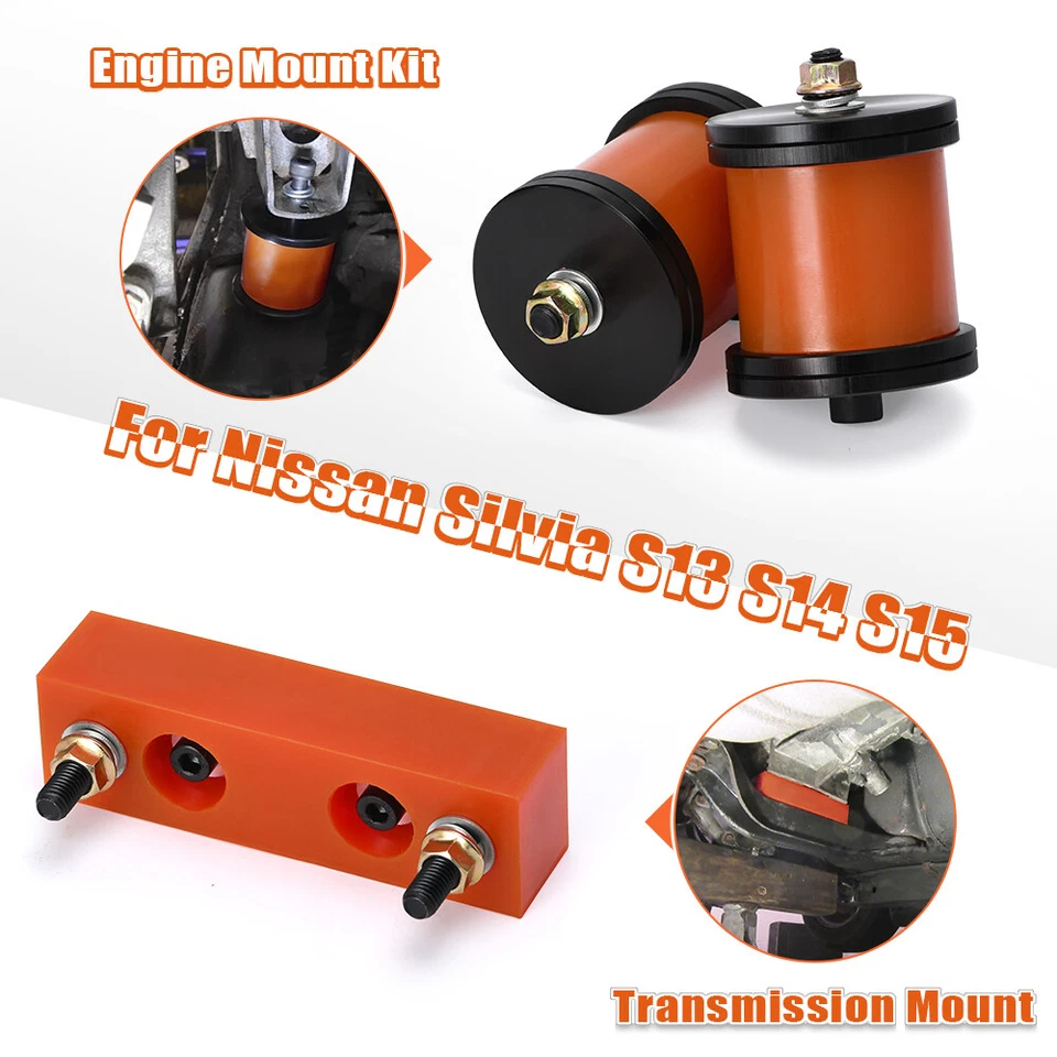 Soportes de transmisión de motor PU para NISSAN S13 S14 180SX 200SX 240SX SR20 KA24 Foto 2 de 4