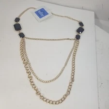 The Skyline Collection Black Prong Set Gold Tone Multistrand Necklace