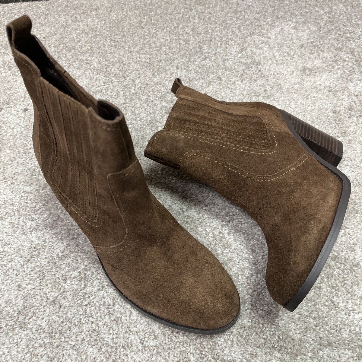 Sole Society Booties Harbor Brown Cow Suede Women's Size 10 M Pull On