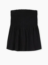 Torrid Slub Strapless Smocked Bodice Babydoll Top Black Plus Size 0 L 12 #C67179