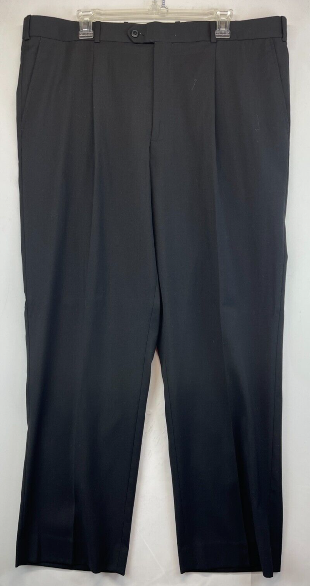 Adolfo Dress Pants - Mens 40 x 30 - Black - Easy Care Trousers - Pleated  (1067) | eBay