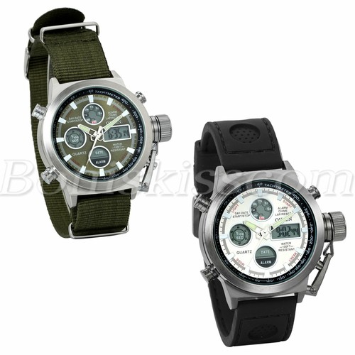 Men Army INFANTRY Outdoor Sport Luminous Dual Display Digital Quartz Wrist Watch - Picture 1 of 13