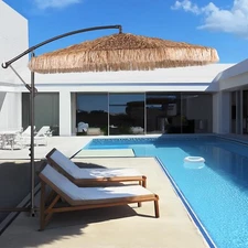 Aoodor 9FT Tiki Umbrella Thatched Patio Umbrella Poolside Patio Beach Umbrella