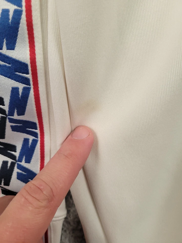 Chaqueta Nike Para Hombre Ropa Deportiva Grabada Poli Pista Cremallera Blanca Para Hombre L De Colección Años 2000. Foto 4 de 4