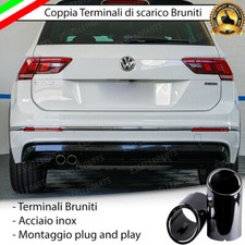 COPPIA TERMINALI DI SCARICO PER MARMITTA NERO BRUNITO INOX VW TIGUAN MK2