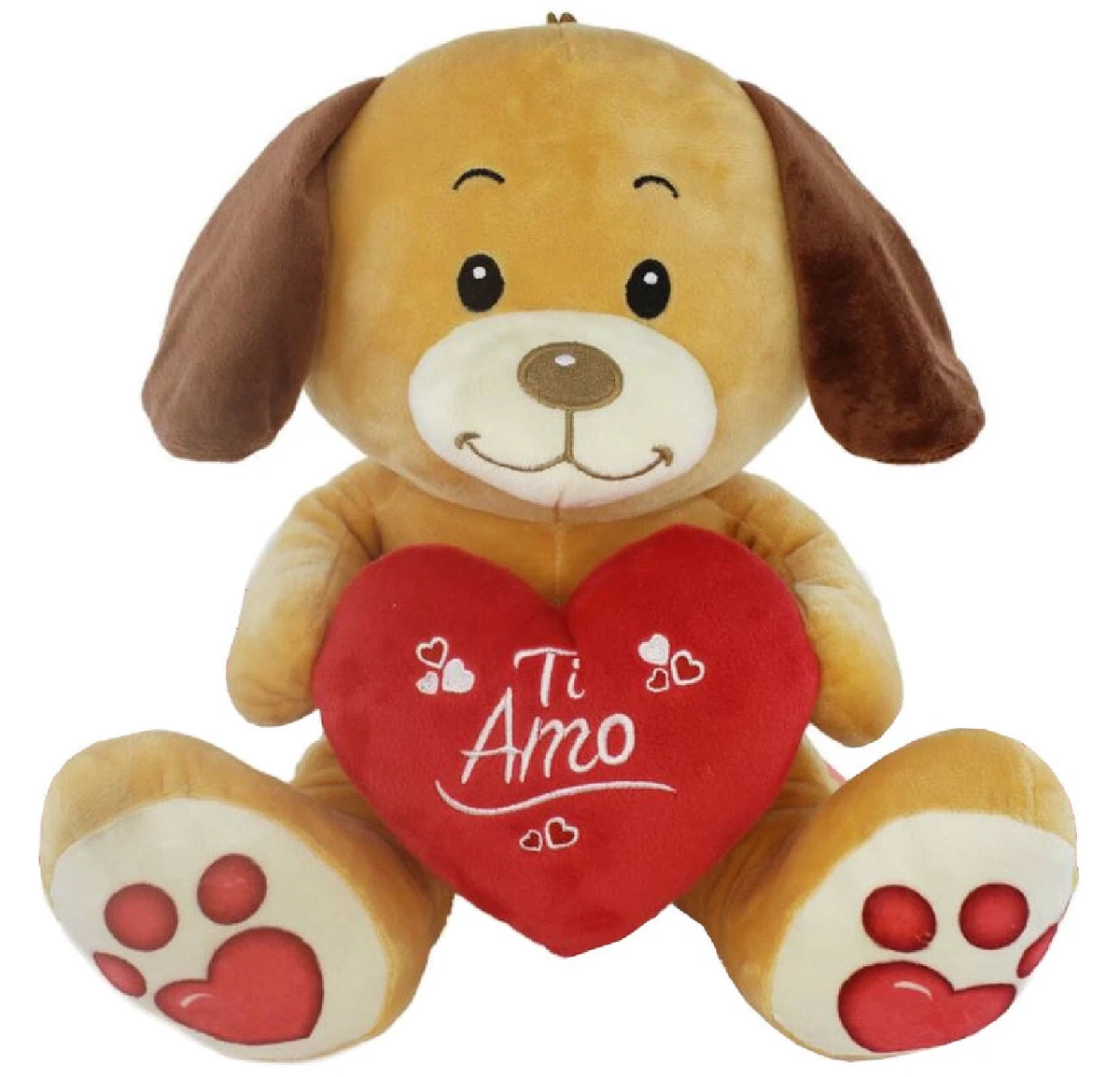 Peluche CANE con Cuore TI AMO Grande 30 cm Regalo San Valentino Lui Lei  Pupazzo