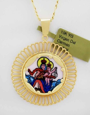 VIRGEN DEL CARMEN PENDANT 10K YELLOW GOLD - New With Tag