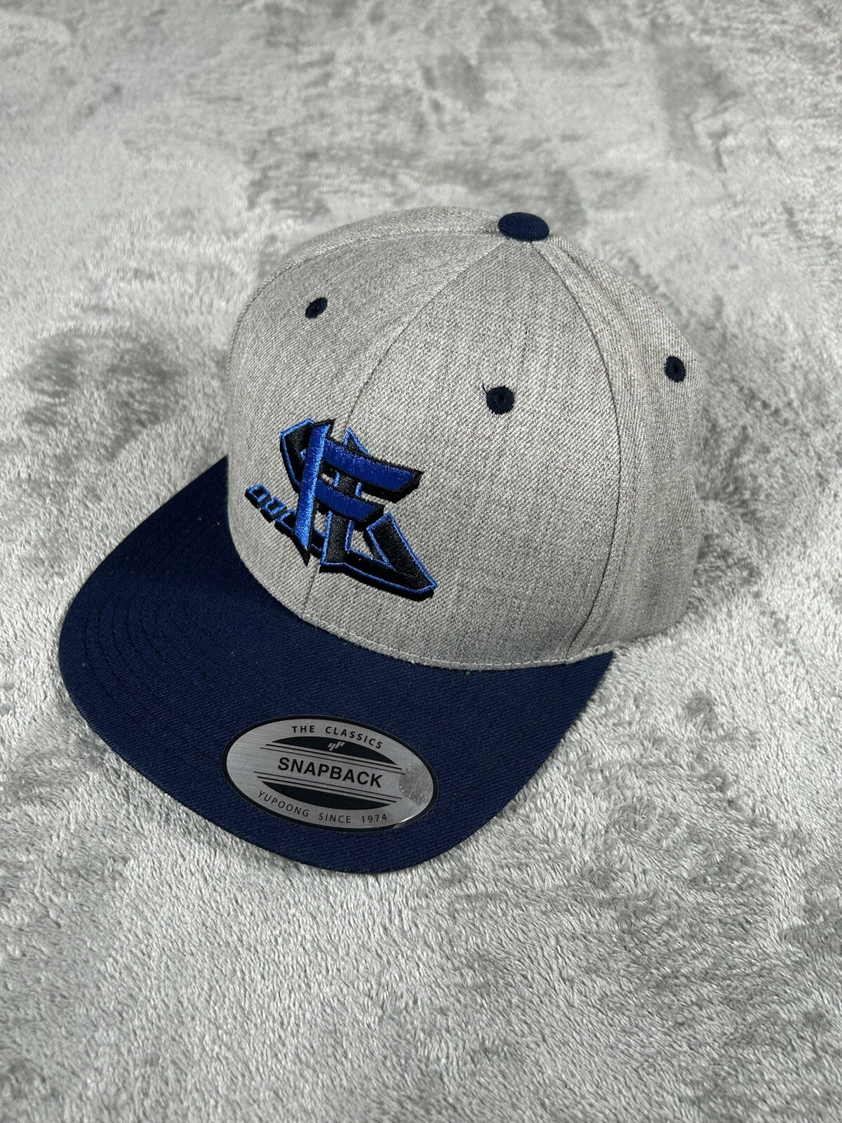 Mens Snapback Hat Gray Blue Flatbrim Lids - image 3