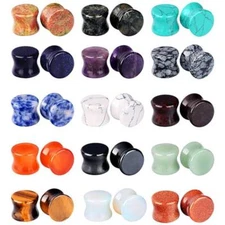 LOT 15 PAIR Organic Stone Ear Flesh Tunnel Plugs Saddle Double Flare Ear Gauges