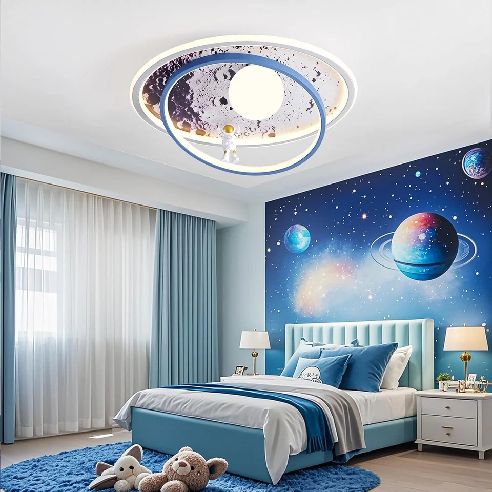 LED Deckenleuchte Astronaut Mond Kinderzimmerlampe Deckenlampe Mit Fernbedienung - Bild 3 von 4