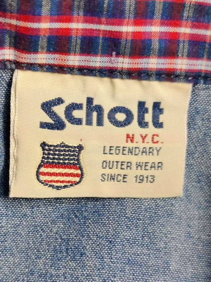 CAMISA TOP SCHOTT ROJA A CUADROS XL GRANDE ALGODÓN HOMBRE MANGA LARGA REGULAR AJUSTE RELAJADO Foto 4 de 4