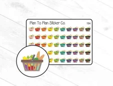 1194~~Grocery Day Basket  Planner Stickers.