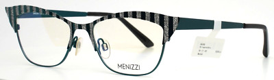 MENIZZI M4059 Col 3 Turquoise Silver Womens Cat Eye Eyeglasses 50-17-145 B:34