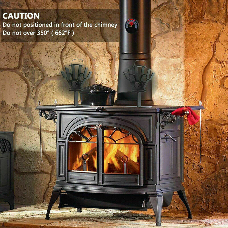 6 Blade Cocoon Fan For Wood Log Burner Stove Fireplace Quiet Heat Fire Low  Noise | eBay