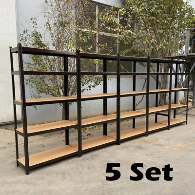 DAYPLUS® 5 SETS BOLTLESS METAL SHELVING SHELVES STORAGE RACKING SHELF GARAGE WORKSHOP