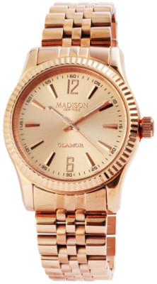 Madison New York Unisex Armbanduhr mit Edelstahlarmband NEU