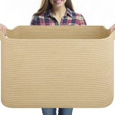 95L Extra Large Blanket Basket, 24" x 16.9" x 14.2" Woven Storage Basket for ...