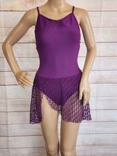 Capezio Women Purple Pleated Synergy Camisole Dress Open Back Size M