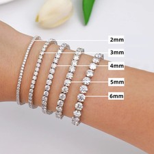 2mm 5.75inch REAL VVS D MOISSANITE Tennis Chain Bracelet 925 Silver Pass Tester 