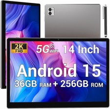 Tablet 14 Inch Android 15 Tablets, 2000 1200 IPS Display Tablets, 256GB Storage