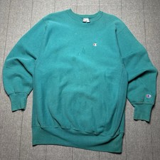 Vintage 1990s Champion Reverse Weave XXL Made In USA Green Stained